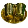 Iskcon Mayapur Devotion Glass Puja Thali Collection 2Pcs Thali, 2 Pcs Glass (Brass, 9 cm, Small Size) (Medium)