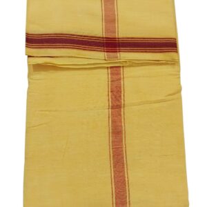 Mayapur Joot Cotton Dhoti & Uttaree Set Colour Yellow